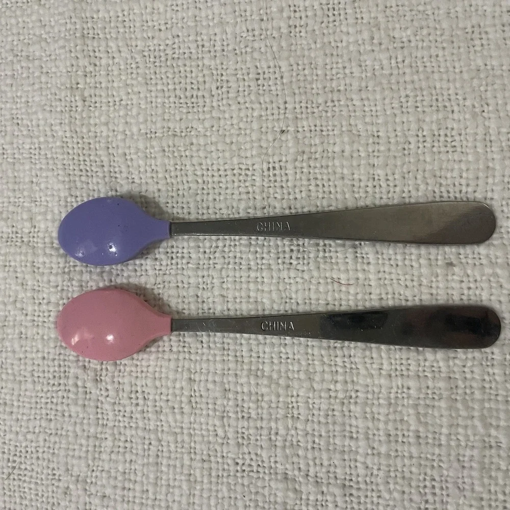 Gerber Baby Toddler Feeding Spoons Lot Of 2 Pink Purple Vintage 90's‎ Gift